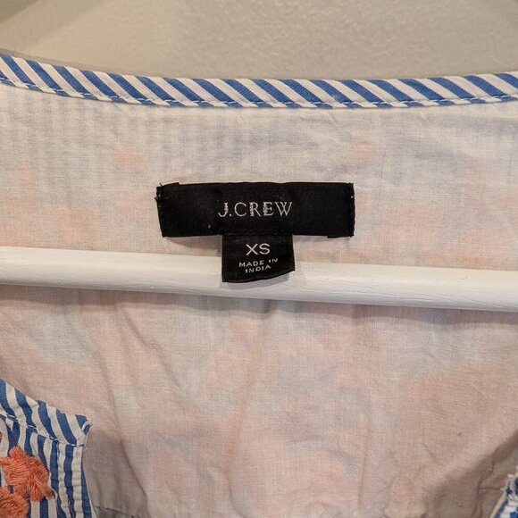 J Crew Shift Dress Ruffle Hem Embroidery Cotton Classic Preppy Style - Size XS - Picture 5 of 7